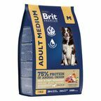 BRIT PREMIUM, Сухой корм с индейкой и телятиной для собак "Dog Adult Medium",1 кг