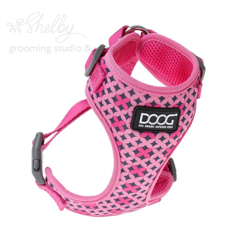 DOOG Шлейка для собак "NEOFLEX TOTO", розовая с узором, S, 32-44см (Австралия)