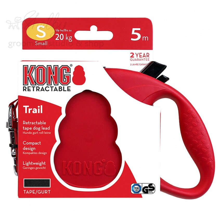 до 20 кг) лента 5 метров (KONG рулетка Trail S (до 20 кг) лента 5 метров красный