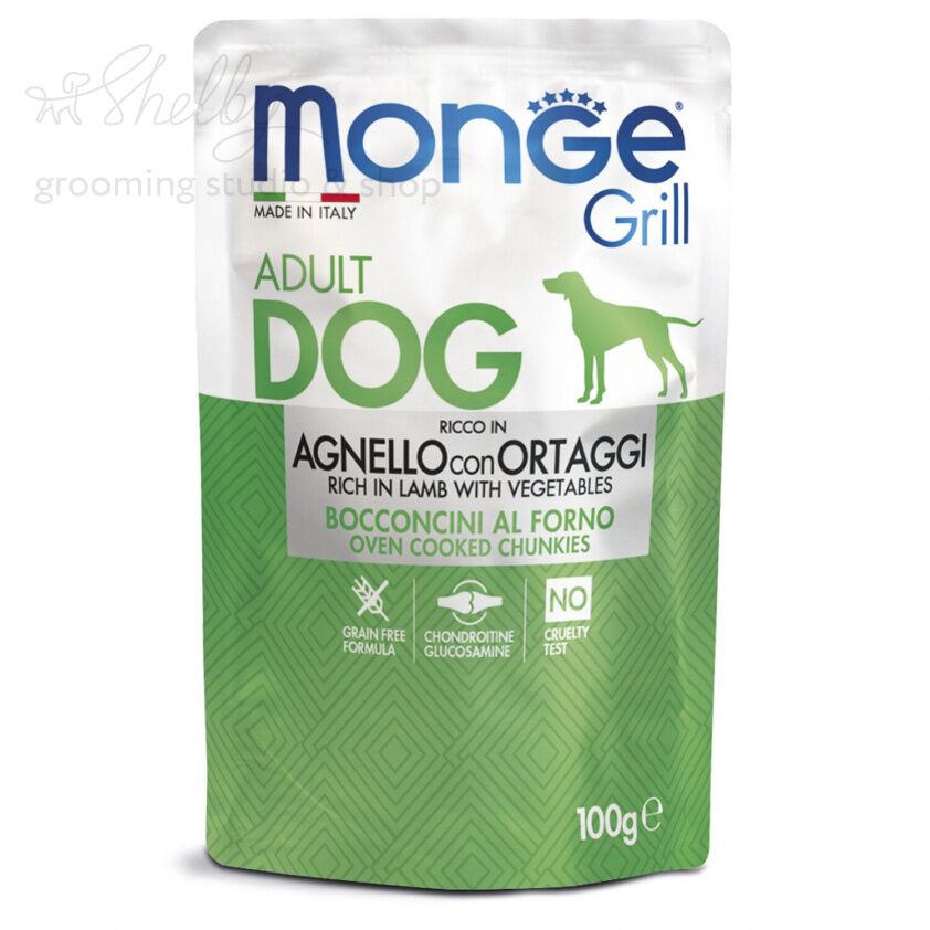 Monge Dog Grill Pouch паучи для собак ягненок с овощами 100г