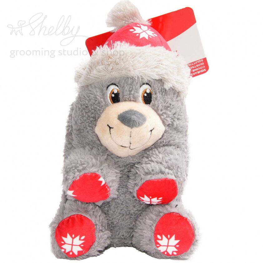 KONG Holiday игрушка для собак "Полярный медведь" 15 см, белый или серый в ассортименте