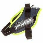JULIUS-K9 шлейка для собак IDC®-Powerharness S/Mini (49-67см/ 7-15кг), джинса-зеленый неон