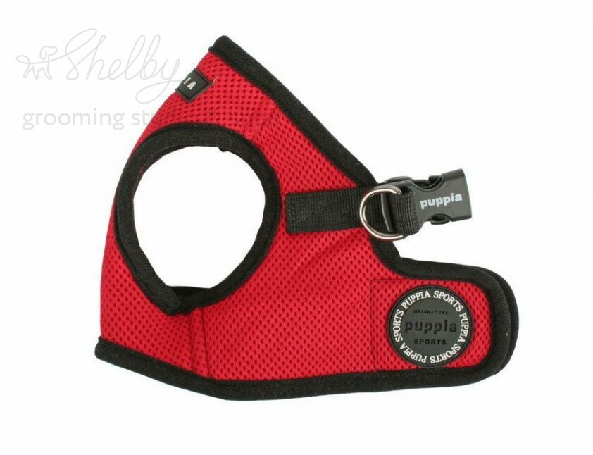 PUPPIA Шлейка для собак "Soft Vest", красная с чёрной окантовкой, XS