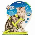 DUVO+ Шлейка для кошек светоотражающая, лайм, 20-35см/125х1см (Бельгия)