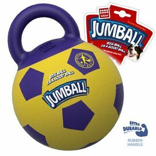 Игрушка для собак Мяч футбольный c ручкой желтый 26см, серия JUMBALL