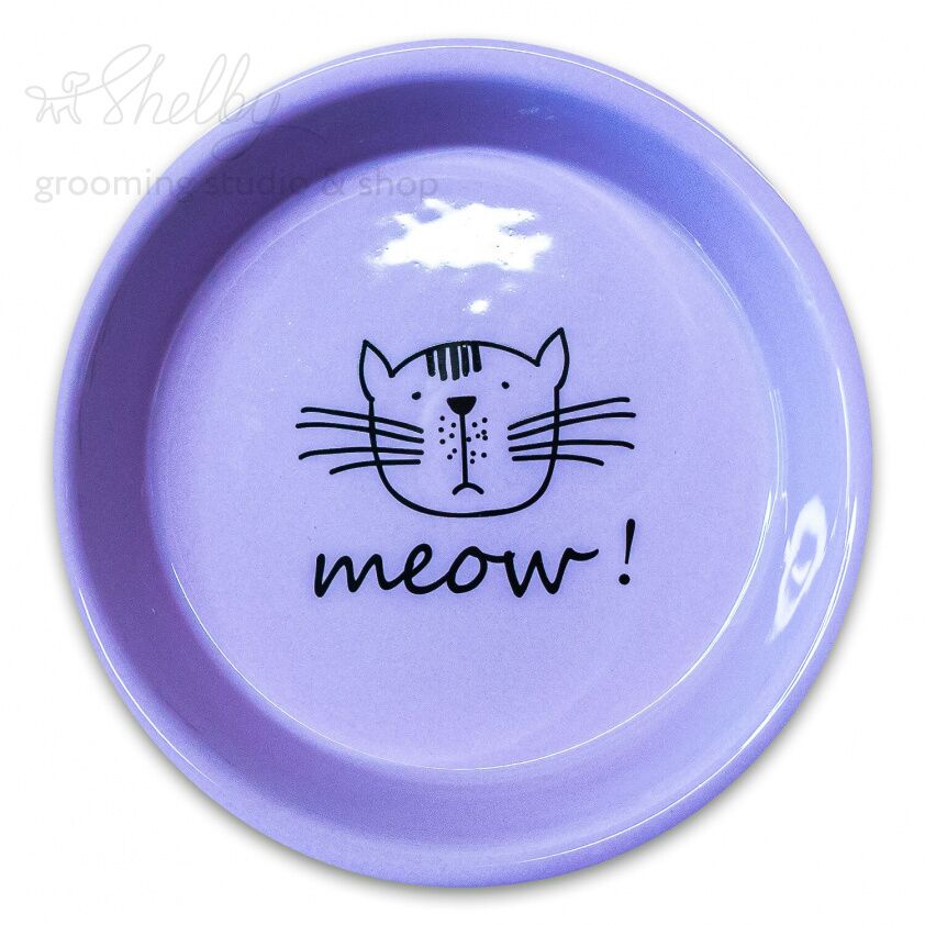 КерамикАрт миска керамическая для кошек MEOW! 200 мл, сиреневая