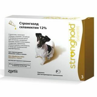 Zoetis Стронгхолд 60 мг, капли для собак 5,1-10 кг (3 пипетки х 0,5 мл)