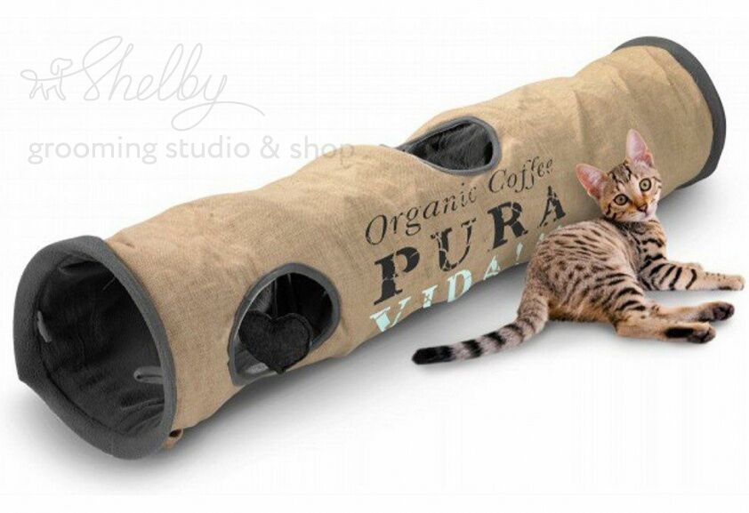 Туннель для кошек шуршащий "Pura Vida", серый, 120х25х25см