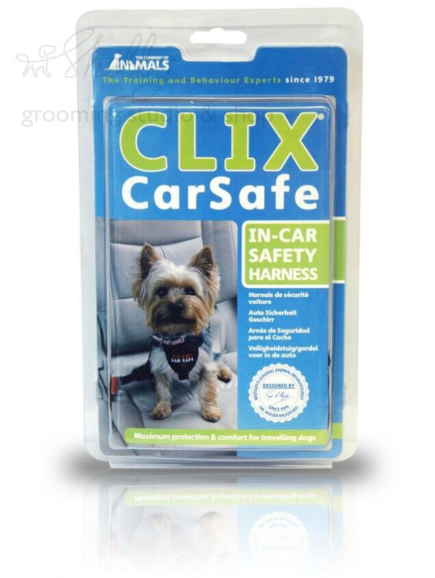 COA Шлейка автомобильная для собак с ремнем безопасности "CLIX CarSafe", чёрная, S, 55-65см!