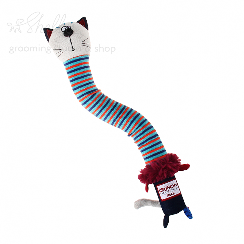 Игрушка для собак Кот с хрустящей шеей и пищалкой 32см, серия CRUNCHY NECK
