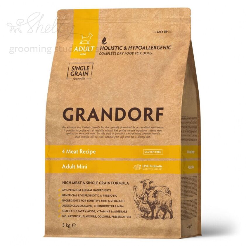 GRANDORF DOG 4 Meat PROBIOTIC MINI, 4 мяса с пробиотиками для мини пород, 1 кг