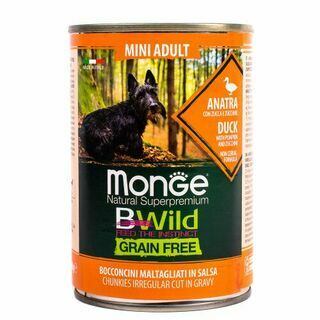 Monge Dog BWild GRAIN FREE Mini беззерновые консервы из утки с тыквой и кабачками для взрослых собак