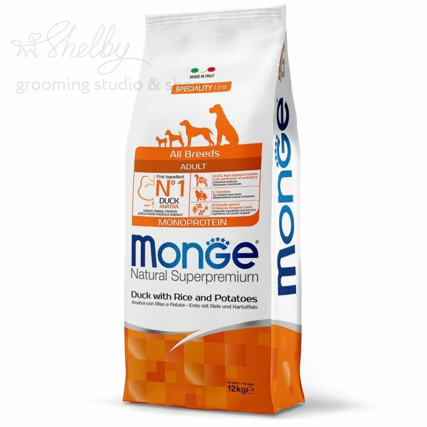 Monge Dog Monoprotein корм для собак всех пород утка с рисом и картофелем 2,5 кг