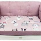 Диван - лежак для животных "Francine", розовый с собачками, M, (75х50х30см)