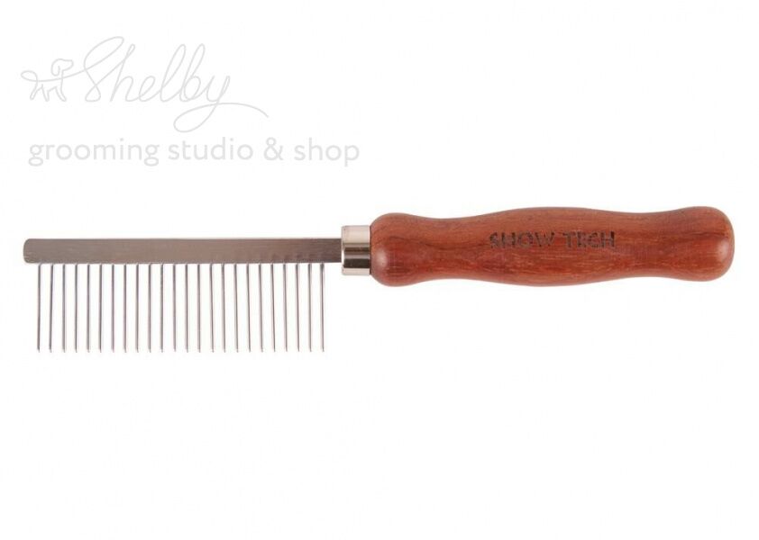 SHOW TECH Wooden Comb расческа для шерсти средней жесткости 18 см, с зубчиками 2,2 см, частота 1,5 мм