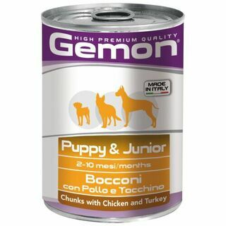 Gemon Dog консервы для щенков кусочки курицы с индейкой 415г