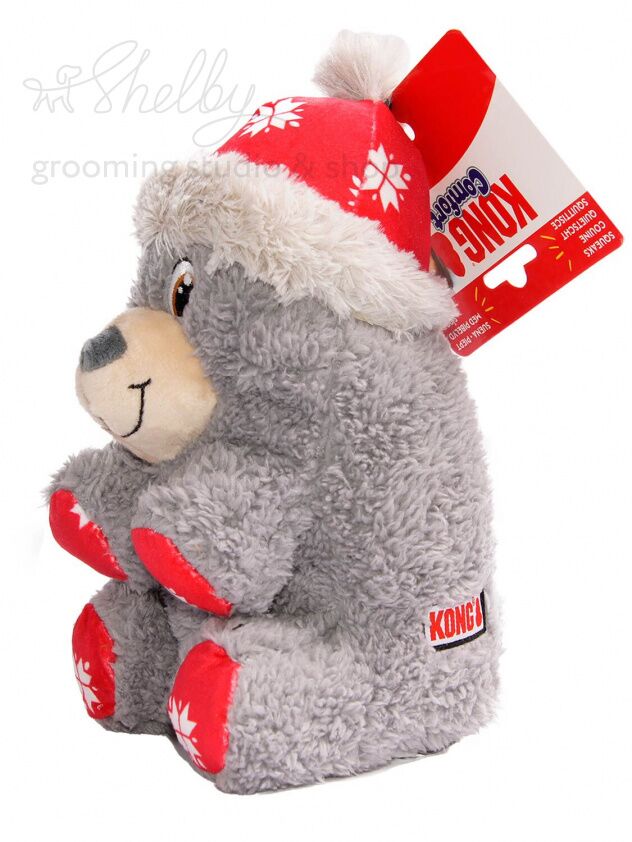 KONG Holiday игрушка для собак "Полярный медведь" 15 см, белый или серый в ассортименте