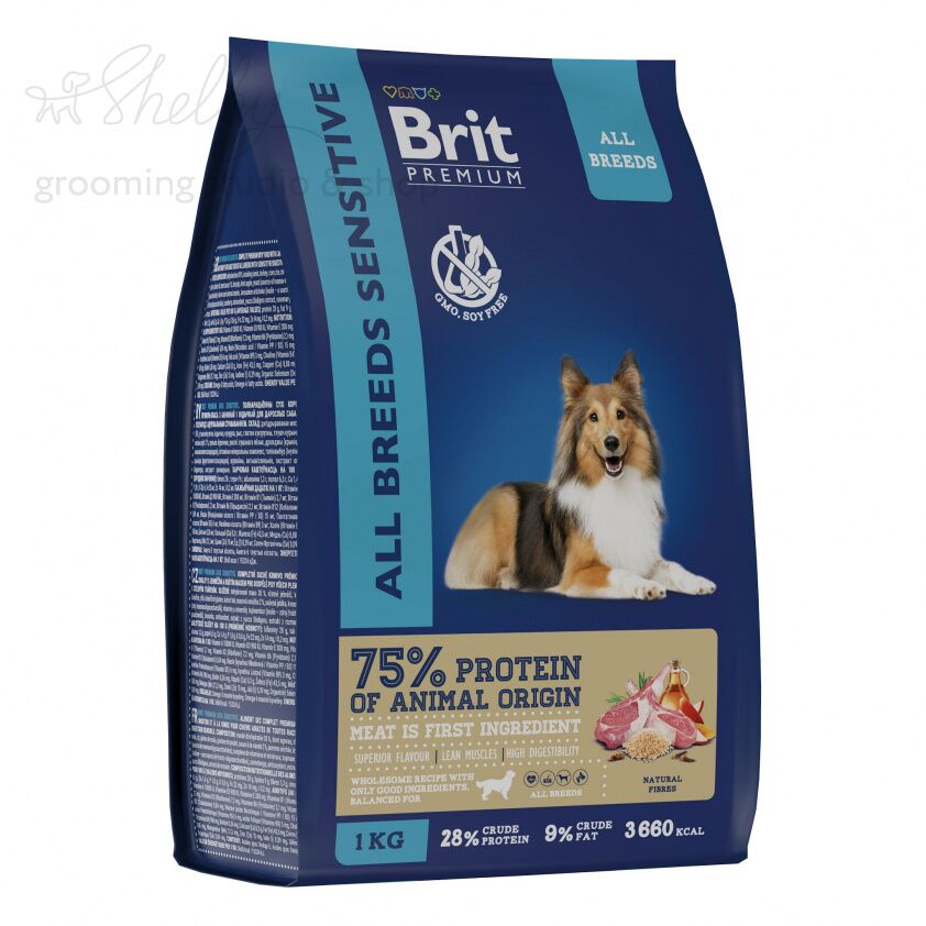 BRIT PREMIUM, Сухой корм с ягнёнком и индейкой для собак всех пород "Dog Sensitive", 1кг