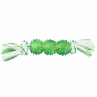 Игрушка для собак Палочка синтетическая резина с канатом 25 см с ароматом мяты, зеленый
