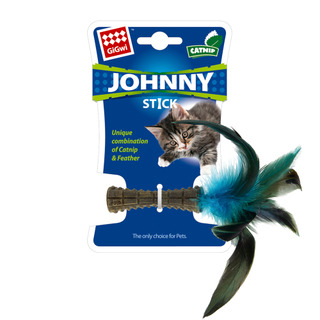 Игрушка для кошек Спрессованная кошачья мята с перьями 8см, серия JOHNNY STICK