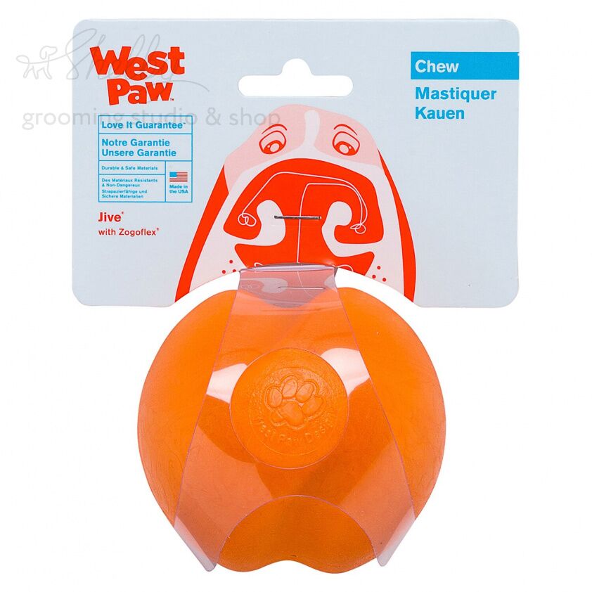 West Paw Zogoflex игрушка для собак мячик Jive L 8 см оранжевый