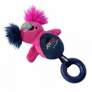 Игрушка для собак JOYSER Puppy Белка с резиновым кольцом и пищалкой S/M розовая, 21 см