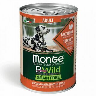 Monge Dog BWild GRAIN FREE беззерновые консервы из индейки с тыквой и кабачками для взрослых собак в