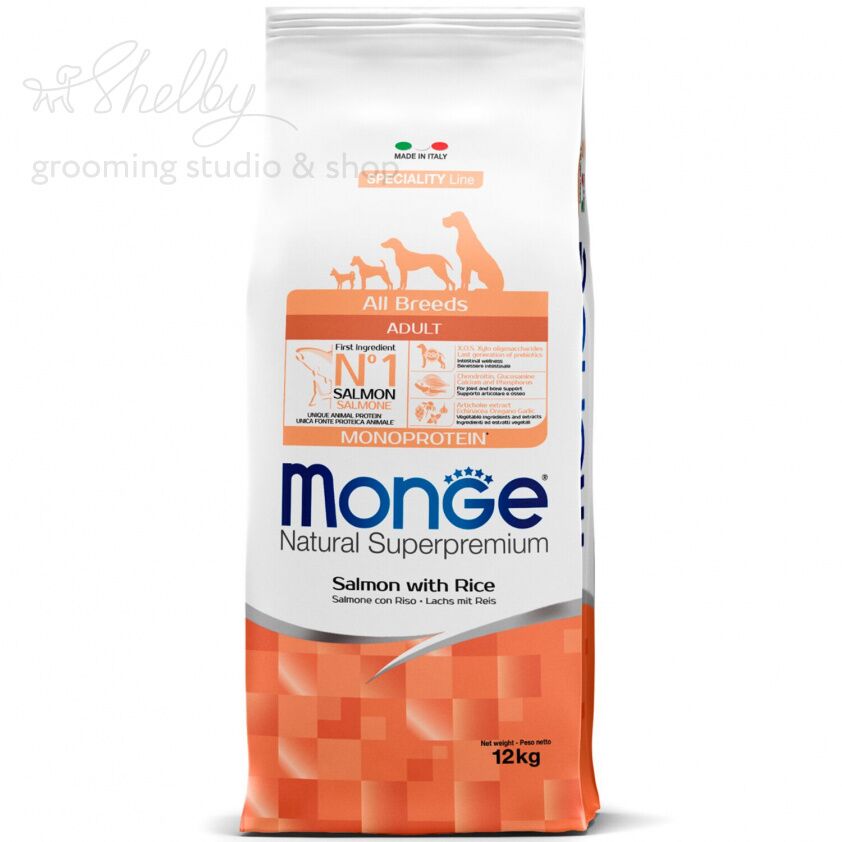 Monge Dog Monoprotein корм для собак всех пород лосось с рисом 12 кг