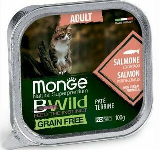 Monge Cat Bwild Graifree консервы из лосося с овощами для кошек 100г