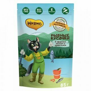 Мнямс Рыбные кусочки для кошек с лососем, креветками и форелью &quot;Рыбный фестиваль&quot; 85г