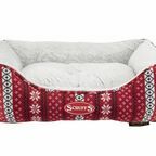 Лежак для животных с бортиками "Santa Paws", бело-красный, 60x50
