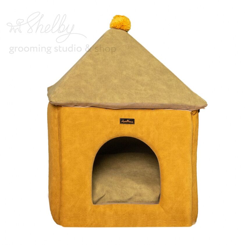 Лежак - домик для животных "DogBed", желтый, 43х42х60см